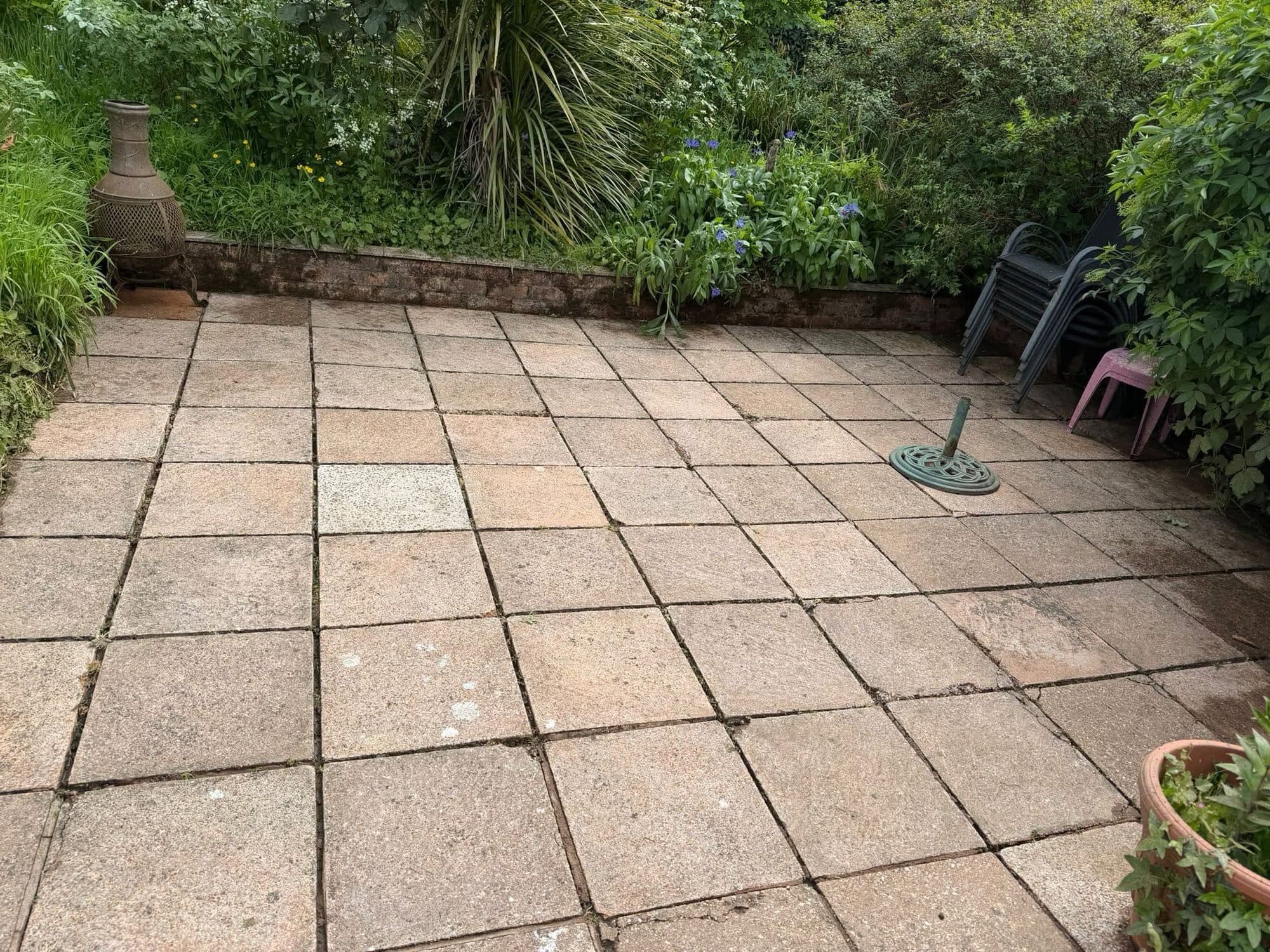 Patio after clearing and de-weeding